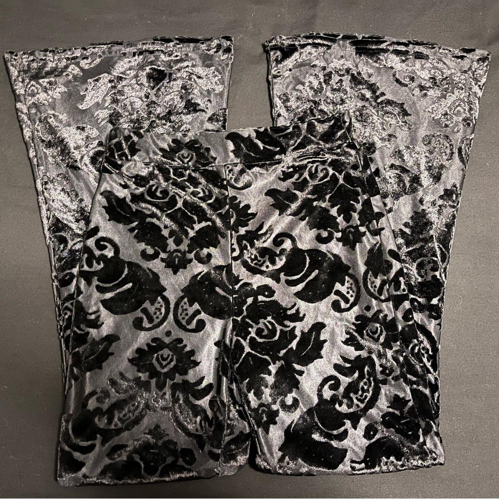 Velvet burnout floral pattern pants